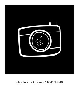 camera doodle icon vector flat black