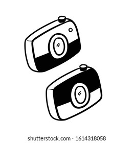 camera doodle icon vector hand drawing 
