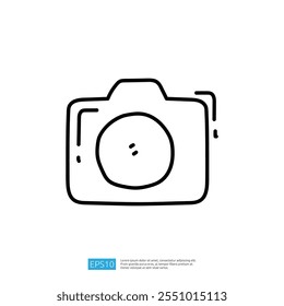 camera doodle line icon illustration
