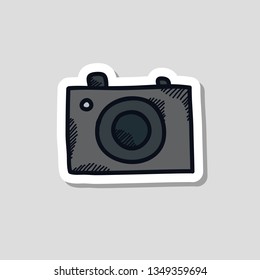 camera doodle sticker icon