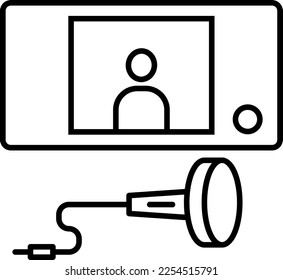 Camera, door, eye tag vector icon on transparent background. Outline Camera, door, eye tag vector icon