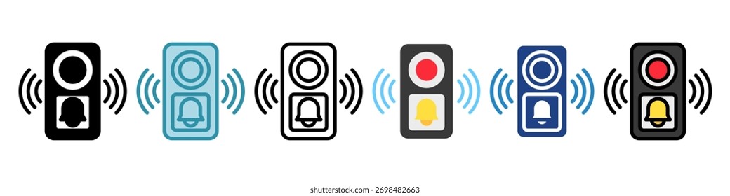 Icono de la mini ilustración del timbre de la cámara. Uso Para El Concepto Moderno, Impresión, Ui, Ux Kit, Web Y Desarrollo De App. Vector Relacionado Con La Tecnología, El Hogar Inteligente Y Más