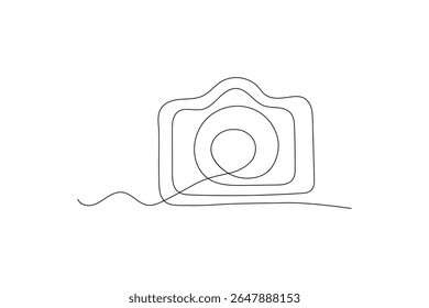 The camera is drawing by one line art on a white background single line design continuous line Vector icon
