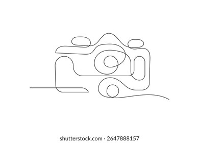 The camera is drawing by one line art on a white background single line design continuous line Vector icon
