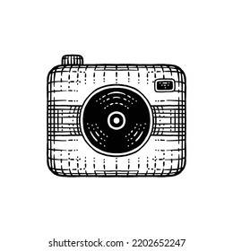 Camera Drawn in engraving style