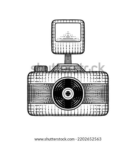 Camera Drawn in engraving style