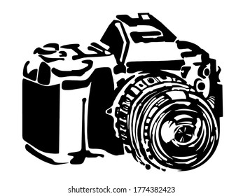Camera drawn with hard contrast