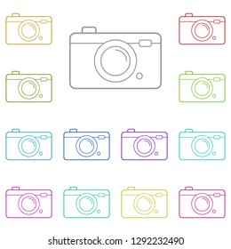 camera drawn icon in multi color. Simple thin line, outline vector of Camp icons for UI and UX, website or mobile application