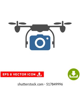 Camera Drone EPS vector icon. Illustration style is flat iconic bicolor cobalt and gray symbol on white background.