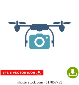 Camera Drone EPS vector pictogram. Illustration style is flat iconic bicolor cyan and blue symbol on white background.