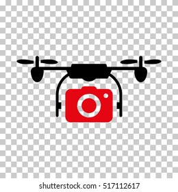 Camera Drone EPS vector pictograph. Illustration style is flat iconic bicolor intensive red and black symbol.