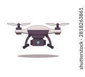 Camera Drone Flat Vector Illustration for Aerial Photography and Videography Technology