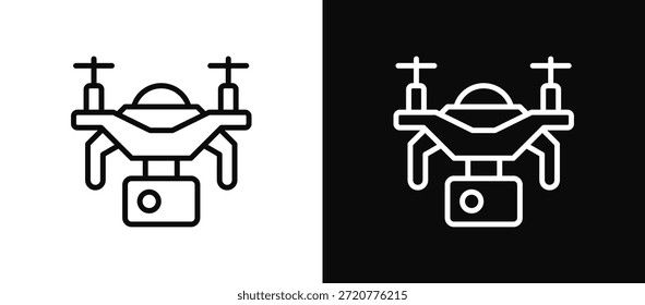 Kamera Drohne Icon Set schwarz und weiß