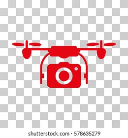 Camera Drone icon. Vector illustration style is flat iconic symbol, red color, transparent background. Designed for web and software interfaces.