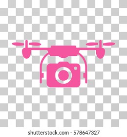 Camera Drone icon. Vector illustration style is flat iconic symbol, pink color, transparent background. Designed for web and software interfaces.