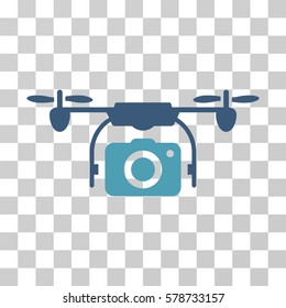 Camera Drone icon. Vector illustration style is flat iconic bicolor symbol, cyan and blue colors, transparent background. Designed for web and software interfaces.