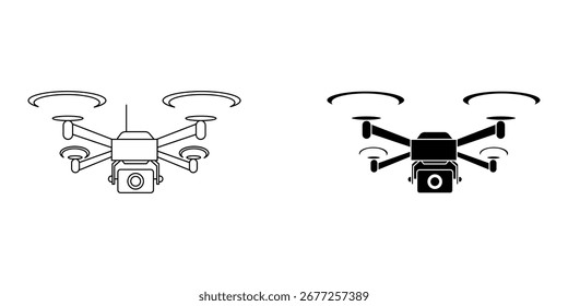 camera drone icon white on background