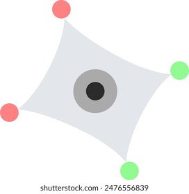 A camera drone with the red and green lights