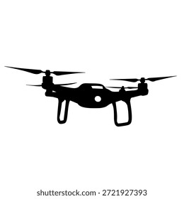 Drone de cámara en estilo de Vector de silueta para Fotografía Aéreas y temas de tecnología moderna, perfecto para iconos de interfaz de usuario, presentaciones tecnológicas, App e ilustraciones digitales. 