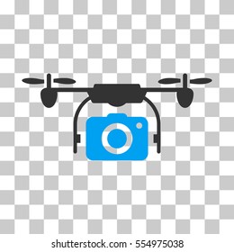 Camera Drone vector pictogram. Illustration style is flat iconic bicolor blue and gray symbol on a transparent background.