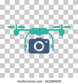 Camera Drone vector pictogram. Illustration style is flat iconic bicolor cobalt and cyan symbol on a transparent background.