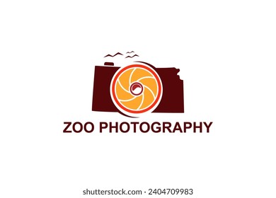 Camera DSLR lens photography logo design with lfying birds outdoor scene