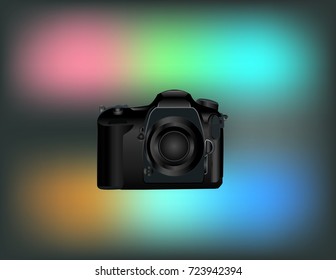 Camera Dslr on a rainbow background Vector