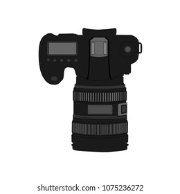 Camera dslr top view icon, illustration, vector sign on isolated on white background.