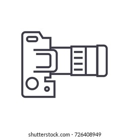 Camera Dslr, Top View Vector Line Icon, Sign, Illustration On Background, Editable Strokes