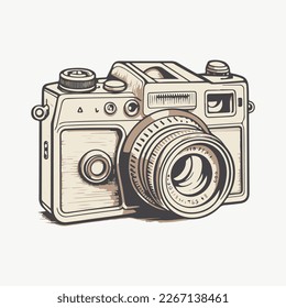 camera dslr vintage line art icon monochrome illustration photography