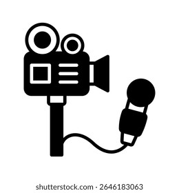 Camera dual tone mini illustration glyph icon, use for journalist, broadcasting, news and media UI, UX kit, app and web development, digital or print.