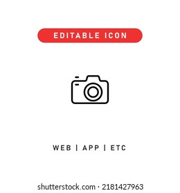 camera editable stroke icon, outline icon for web, app, presentation, etc