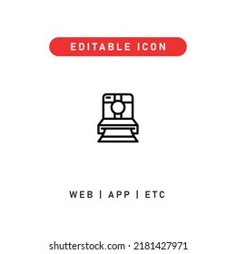 camera editable stroke icon, outline icon for web, app, presentation, etc