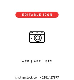 icono de trazo editable de cámara, icono de contorno para web, aplicación, presentación, etc