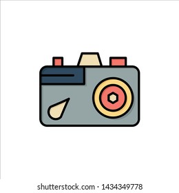 Camera, Education, Image, Picture  Flat Color Icon. Vector icon banner Template