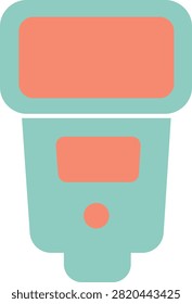 Camera electronic speedlight flash lighting accessory flat pastel icon isolated on white background professional photography strobe equipment