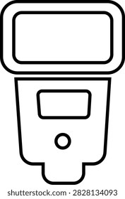 Camera electronic speedlight flash lighting accessory line art icon isolated on white background professional photography strobe equipment