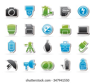 Camera equipment and photography icons - Vector Icon Set