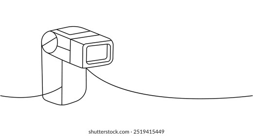 Camera external flash one line continuous drawing. Professional photo equipment. Vector linear illustration.