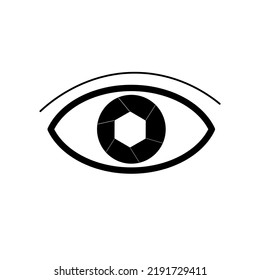 Camera eye icon on white background vector
