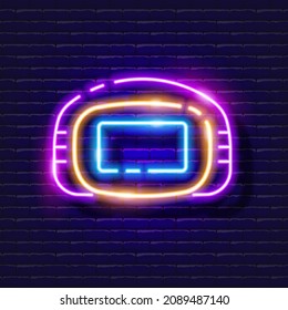Camera eyecup neon icon. Photo and video concept. Vector illustration for design, website, decoration, online store