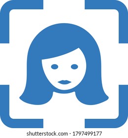 Camera, face detection blue icon