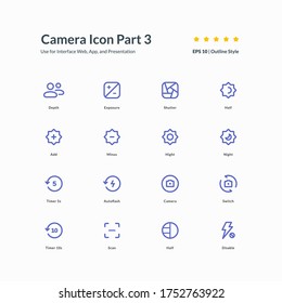 camera feature icon set app element interface part 3 vector graphic design illustration for mobile web presentation