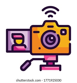 Camera Fill Outline icon. Live and Streaming.