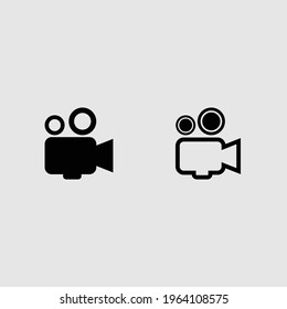 camera fill and outline icon set, isolated vector illustration