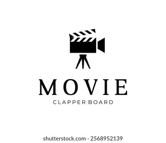 Camera Film Cinema Movie Slate Clapper Board Director Production Vector Logo Design Illustration