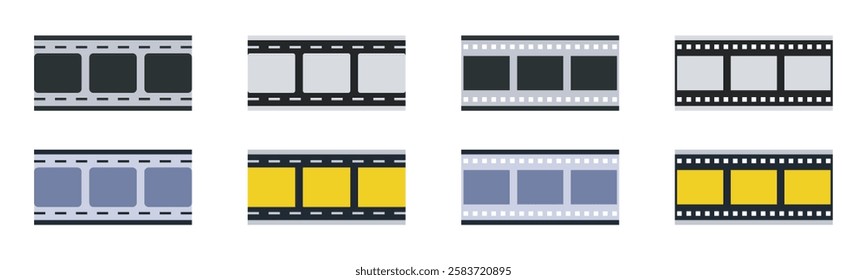 Camera film colorful simple vector design set