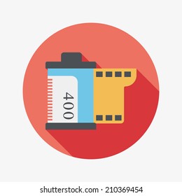 camera film, flat icon with long shadow