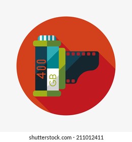 camera film, flat icon with long shadow