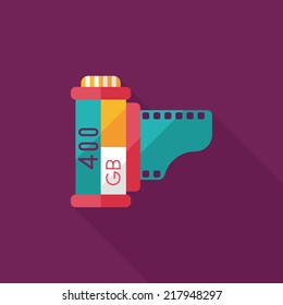 camera film, flat icon with long shadow